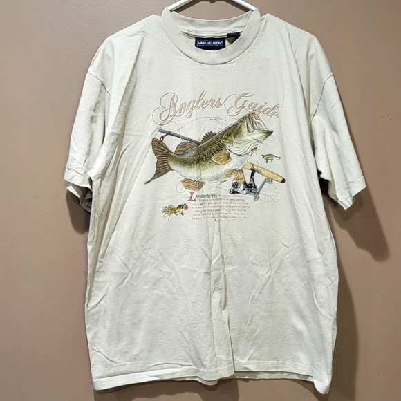 Van Heusen Angler's Guide Bass T-shirt sz L - Picture 1 of 2